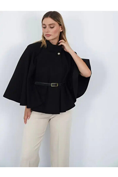 cemo Pelerin Panço Kaban İnce Kaşe Kemer Hediyeli Gold Düğmeli