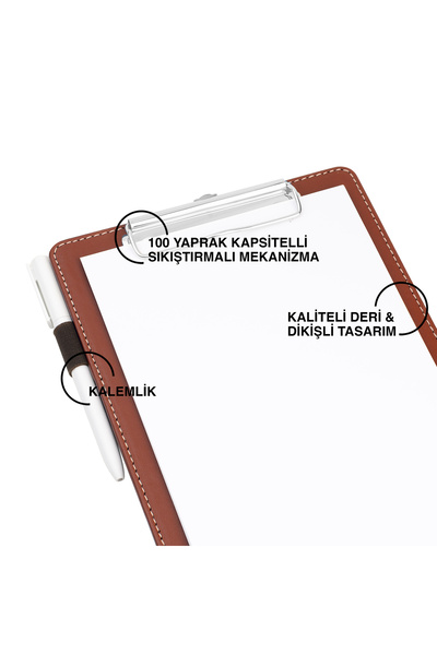 2K Secretary's Office, A5 Small Size, Without Cover, A5 Clipboard Vegan Faux Leather, 17.5X24.5 Cm., Tan