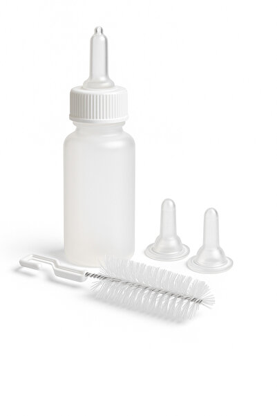 Papağanhane Yavru Kedi ve Köpek Biberon Seti – 60 cc, 2 Yedek Emzik + Temizlik Fırçası