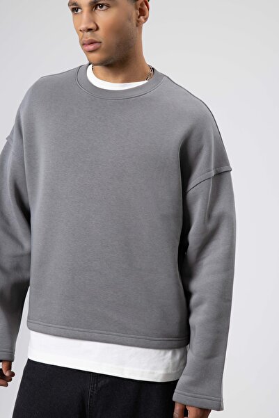 VAMOSCLO Φούτερ με χαλαρή εφαρμογή, βασικό, καπνιστό