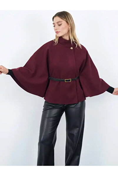 cemo Pelerin Panço Kaban İnce Kaşe Kemer Hediyeli Gold Düğmeli