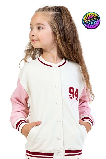 ww waka waka kids store Girl's 94 Embroidered Strong Girls Club College Cardigan
