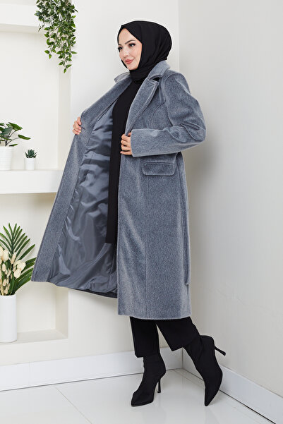 Pamuk Butik Women's Lined Belted Feathered Fox Coat