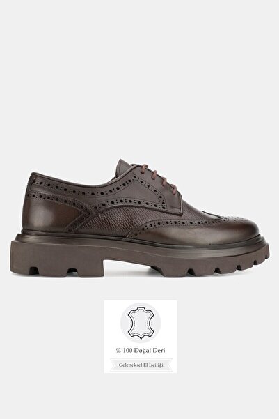 TUNAELLİ ERKEK KAHVERENGİ HAKİKİ DOĞAL DERİ 39-45-46 NUMARA EVA TABAN BAĞCIKLI AYAKKABI