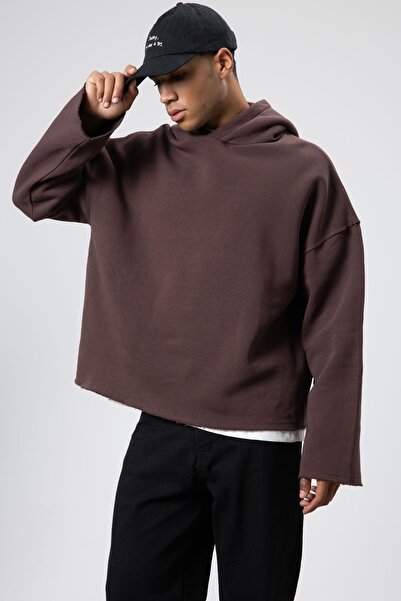 VAMOSCLO Basic oversized χωρίς ραφές με κουκούλα Φούτερ Καφέ