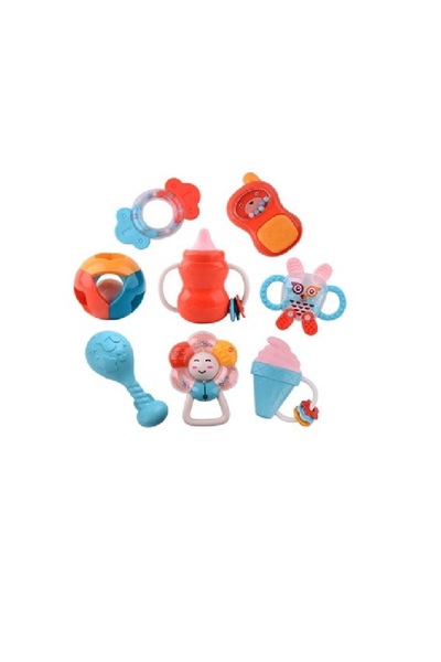 huanger - مجموعة خشخيشات وعضاضات حسية للأطفال، 8 قطع - متعددة الألوان