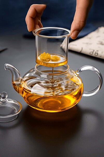 Jenisa Heat Resistant Glass Herbal Tea Infuser – Transparent Borosilicate Glass Teapot and Infuser Set