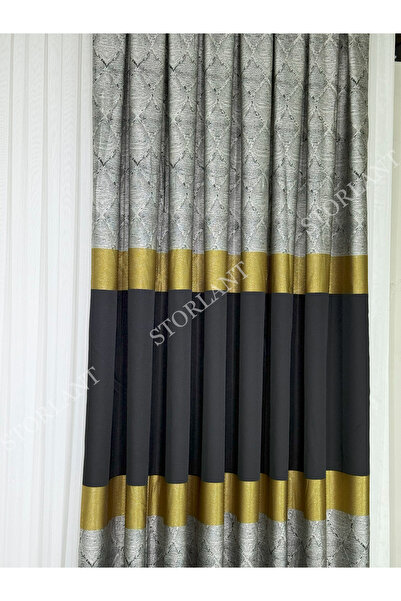 Storlant Rio Gray-Black Panel Background Curtain L Preferred - 1/3 Frequently Pleated L with Accessories Gift L Suitable for Any Room