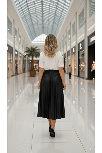 Ceremony Plise Leather Skirt