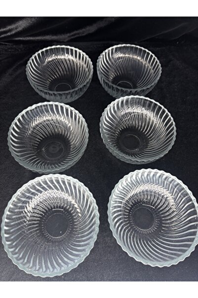 DİBA AVM 6 Pieces Glass Snack Bowl Presentation Bowl Breakfast Jam Magnolia Bowl Presentation Bowl Serving Set 180 ml