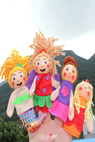 Bundera Set of 4 Wooden Finger Puppet Baby Kids Game Fairy Tale Story Visual Expression Intelligence Development Props Toy