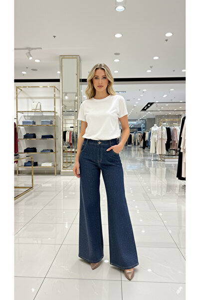 yeşim özcan Stone-Set Wide-Leg Denim Pants