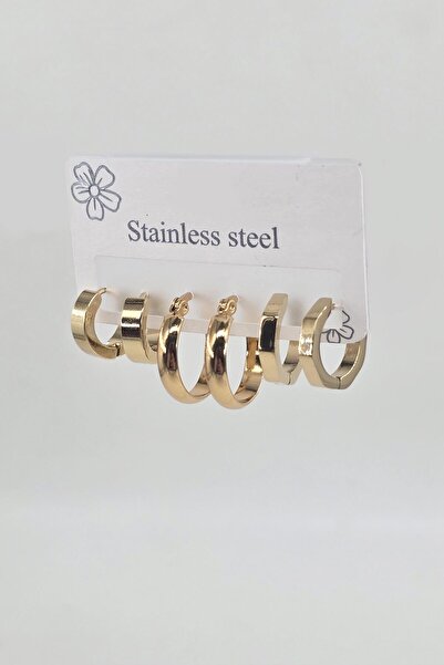 By Zeyna Aksesuar Women's 316 L Stainless Steel Anti Allergenic 6-Piece Earring Set