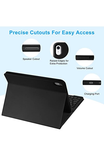 HYX حافظة لوحة مفاتيح لجهاز iPad الجيل العاشر 2022 مقاس 10.2 بوصة، لوحة مفاتيح بلوتوث قابلة للفصل مع قلم رصاص