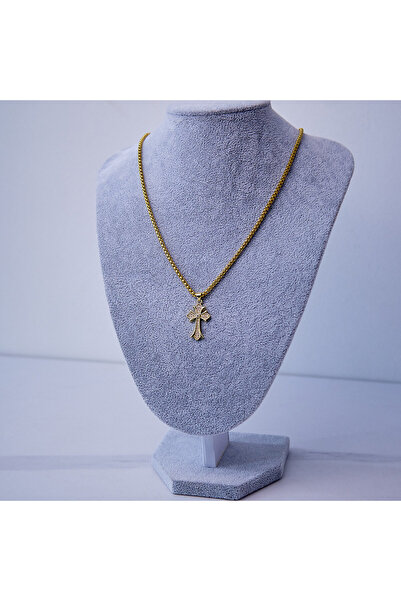 velve Unisex stainless steel necklace, Hope, with cross pendant, packed in a special box, White Crystal