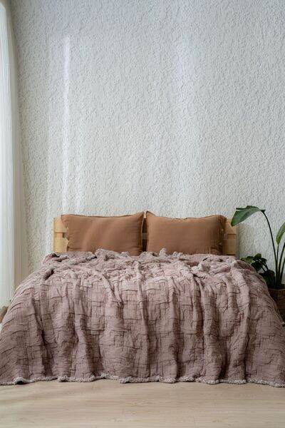 MYLASA HOME Muslin 7 Layer Tera Series Quilt Double Size (Petrol, Mustard, Dusty Rose, King Size 240X260 cm)