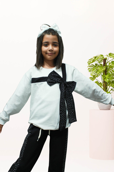 newhappylife Σετ αθλητικής φόρμας για κορίτσια με φιόγκο & πέτρες & παγιέτες ...