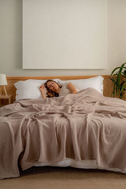 MYLASA HOME Muslin Bedspread Ultra Soft High Quality 4 Layers Muslin Pike (Single Size (240X240 cm)