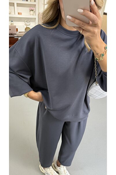 Sezgi Tekin Antrasit Slouchy Pantolon Sweat Modal Takım