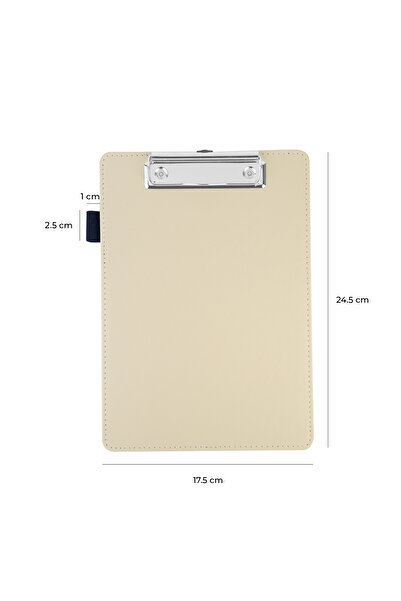 2K Secretary's Office, A5 Small Size, Without Cover, A5 Clipboard Vegan Faux Leather, 17.5X24.5 Cm., Beige