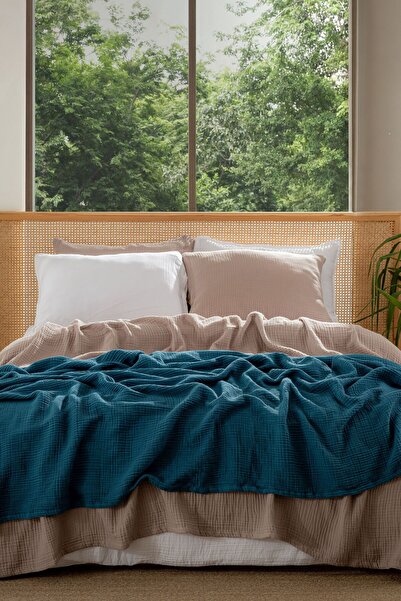 MYLASA HOME Muslin Bedspread Ultra Soft High Quality 4 Layers Muslin Pike (Single Size (240X240 cm)