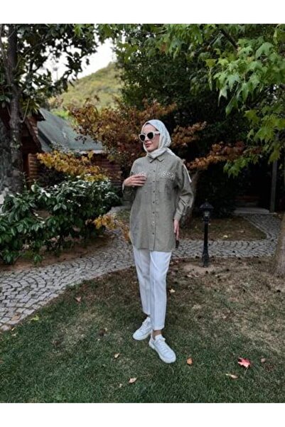 Moodbasic Premium Serpme Metal Accessory Stone Shirt