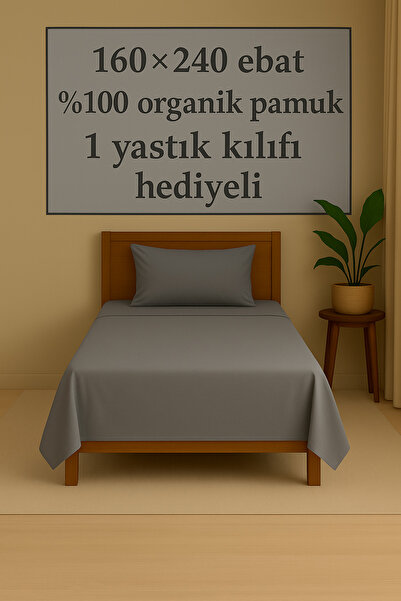 Loova Lastiksiz çarşaf tek kişilik %100 pamuk 4 köşe dikili 1 yastık kılıfı h...