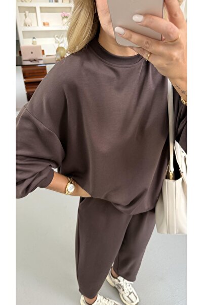 Sezgi Tekin Brown Slouchy Pants Sweat Modal Set