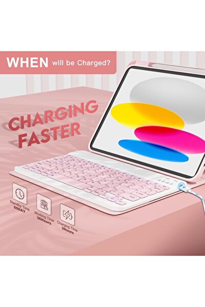 HYX for iPad 11th 10th Generation Case with Keyboard, Magnetic Wireless Detachable Folio case wi