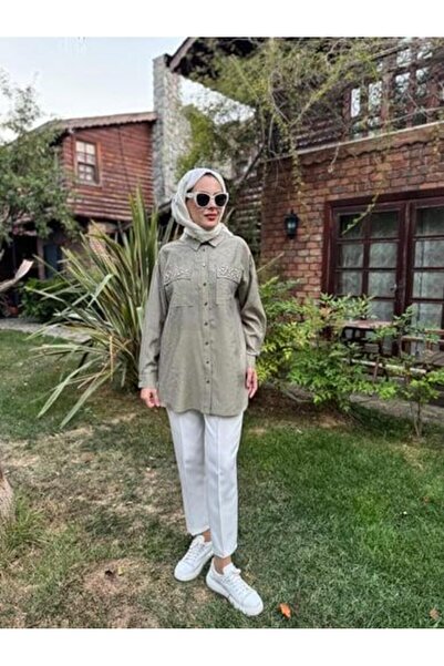 Moodbasic Premium Serpme Metal Accessory Stone Shirt