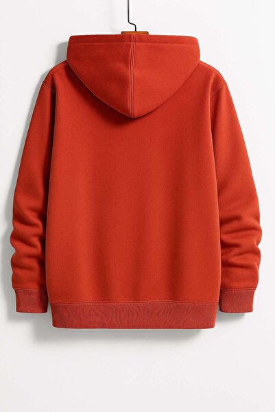 Trend Sizde Унисекс червена енергична суитшърт с качулка и принт