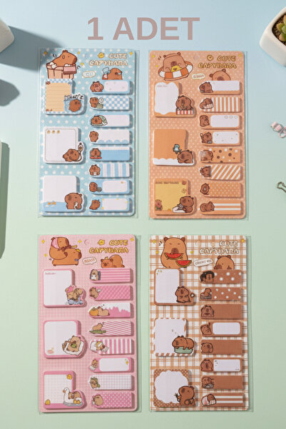 NaSaDAN 1 Adet Kapibara Sevimli Ayraç ve Yapışkanlı Not Kağıdı Sticky Note - Öğrenci Ofis Kırtasiye