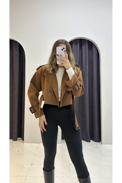 MERVENS Reglan Crop Kısa Trençkot