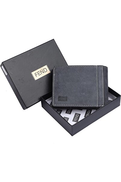 FEND Genuine Leather Men's Wallet with RFID Protection Grey