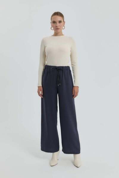 Nihan Wide Leg Trousers with Elastic Waist