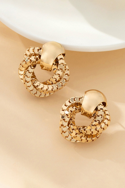 The Collection Noble Loop Düğüm Tasarımlı Gold Düğüm Küpe