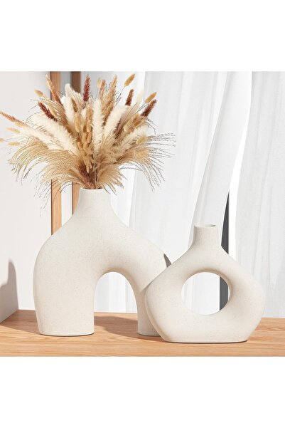 Xess ORCHID M® White Ceramic Vase Set of 2 for Modern Home Decor