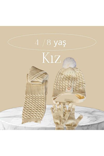 Kitti Set de 3 eșarfe pentru fete de 4-8 ani, beretă, mănuși