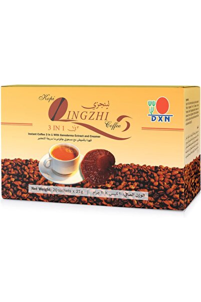 DXN قهوة لينجزي الداكنة سريعة التحضير، خفيفة القوام، 20 كيسًا، كل كيس 21 جرامًا من