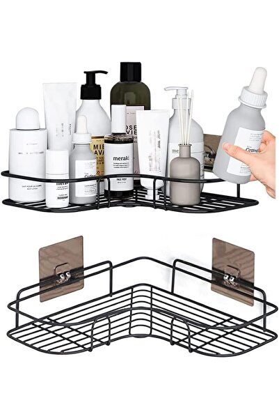 Xess 2Pcs Corner Shower Shelves Self Adhesive No Drilling Wall Mounted Shower Storage Shelf Organizer