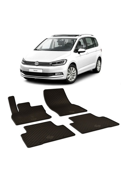 Umbrella Set 4 rubber car mats Urban Line for Volkswagen Touran (2016-) and keychain