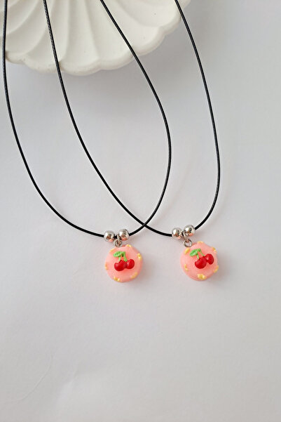 Neonx shop Bff Arkadaşlık Kolyesi Pasta Görünümlü 2'Li Kolye