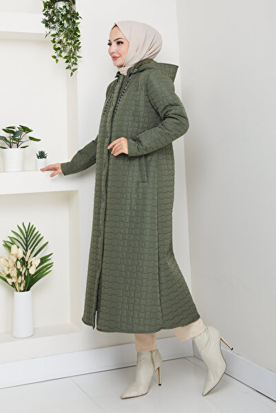 Pamuk Butik Γυναικείο παλτό με κουκούλα με λεπτομέρεια από αλυσίδα