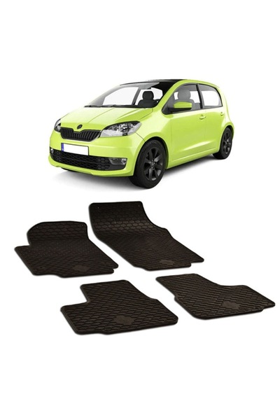 Umbrella Set 4 rubber car mats Urban Line for Volkswagen Up (2012-) and keychain