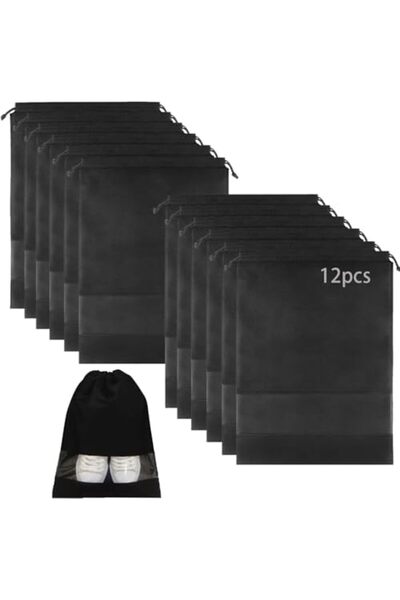 Xess Waterproof Shoe Storage Bags, Non-Woven Fabric with Drawstring and Transparent Window for