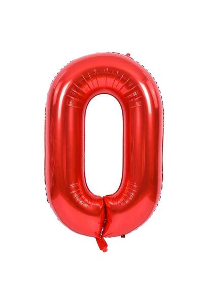 İSTOÇ PARTİ Red Color Number Foil Balloon 100 cm - 0