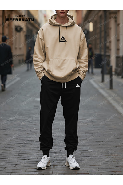 EFFRENATU Unisex Oversized Tracksuit Set with Printed Hoodie and Available in Different Colors