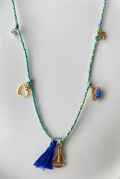 Shepidi قلادة بحبل أزرق بتصميم السفر والعطلات