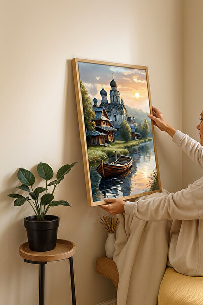 alphobitasarım Göl Kenarı, Gün Batımı ve İkonik Rus Mimarisi - Dijital Sulubo...