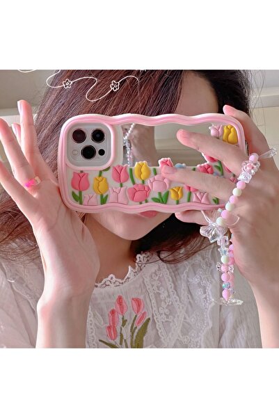 OSG iPhone 11 Compatible Phone Case with Makeup Mirror and Wrist Strap That Can Be Attached to the Phone as a Gift